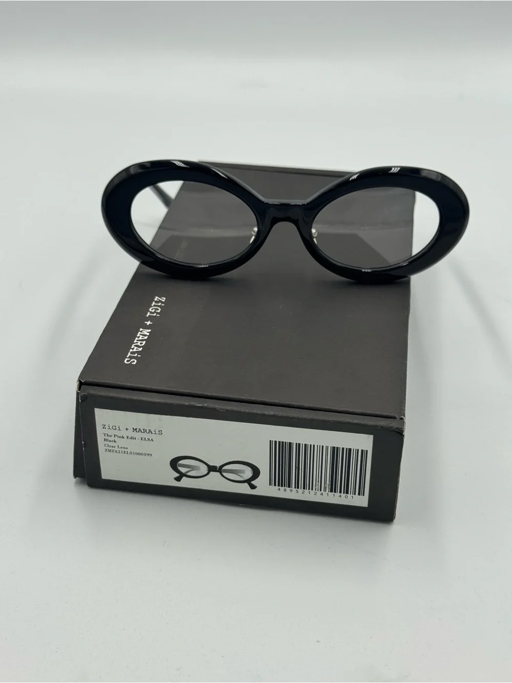 ZiGi + MARAiS Elsa Oval Blue Light Glasses Black Clear Lens NIB